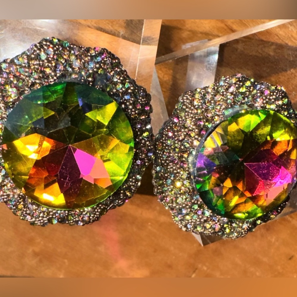 Large Muti Color Crystal Stud Earrings ✨